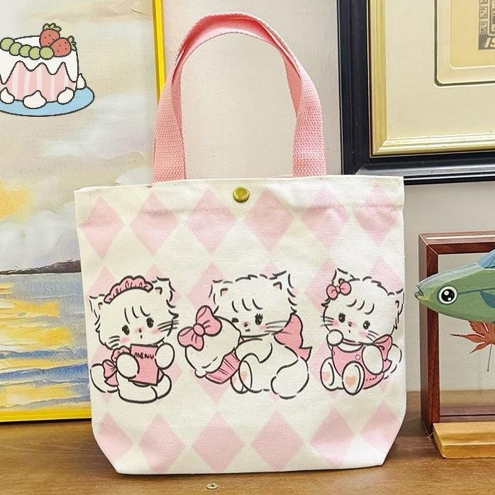Mikko illustrations Canvas Snap Top Tote Bag 11x8.5x4 Sanrio
